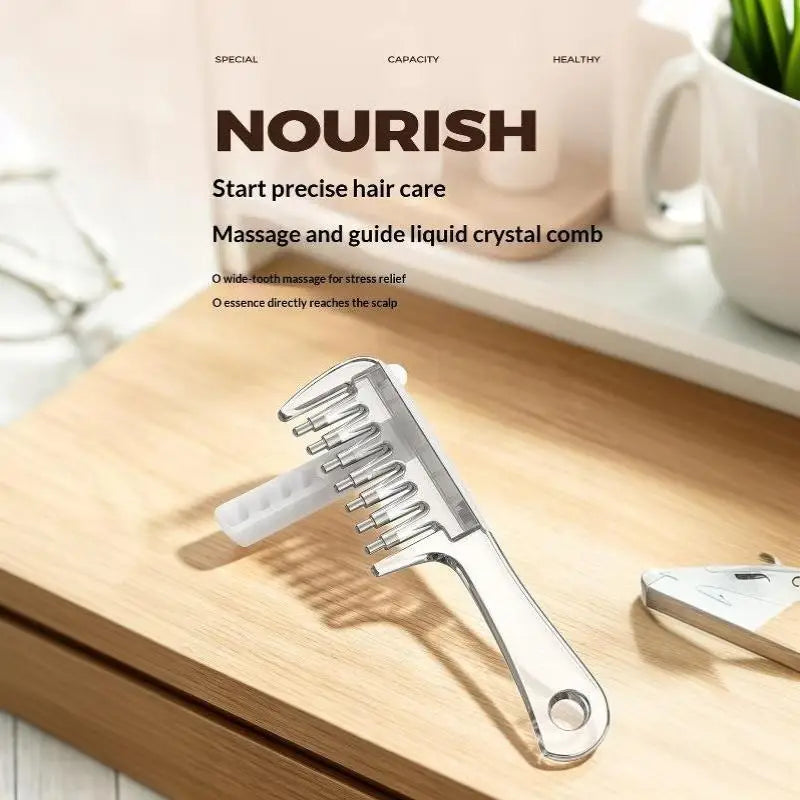 Portable Transparent Essential Oil Massage Comb Unisex Built-in Liquid Applicator for Post-shower Hair Care