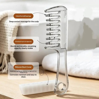 Portable Transparent Essential Oil Massage Comb Unisex Built-in Liquid Applicator for Post-shower Hair Care