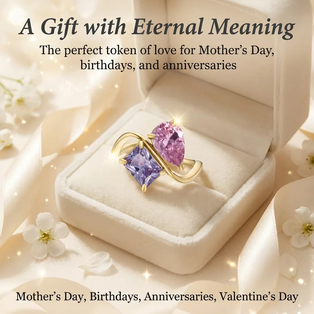 Custom Mother Daughter Birthstone Ring