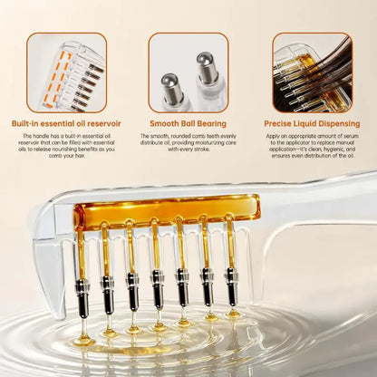 Portable Transparent Essential Oil Massage Comb Unisex Built-in Liquid Applicator for Post-shower Hair Care