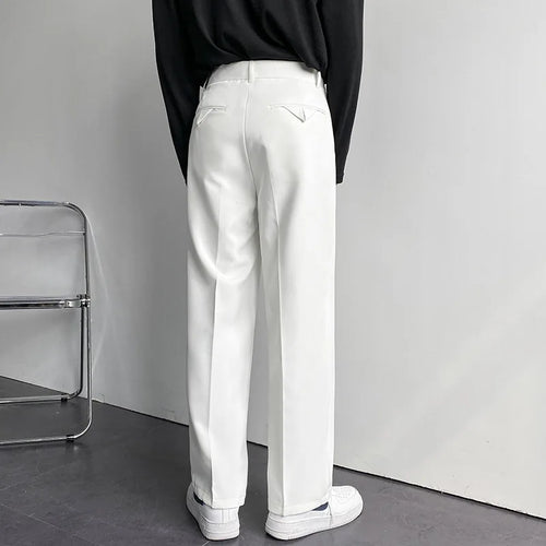 2024 Spring Autumn Men's Fashionable White Korean Style Casual Pants Street Draped Straight Loose Suit Casual Trousers Male