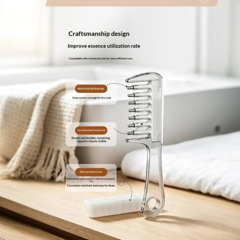 Portable Transparent Essential Oil Massage Comb Unisex Built-in Liquid Applicator for Post-shower Hair Care