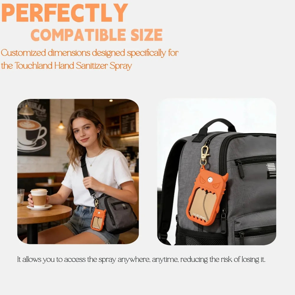 Silicone Case for Touchland Hand Sanitizer Spray 30ML , Hand Sanitizer Case Holder with Keychain, Protective Cover Accessories