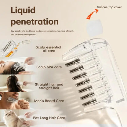 Portable Transparent Essential Oil Massage Comb Unisex Built-in Liquid Applicator for Post-shower Hair Care