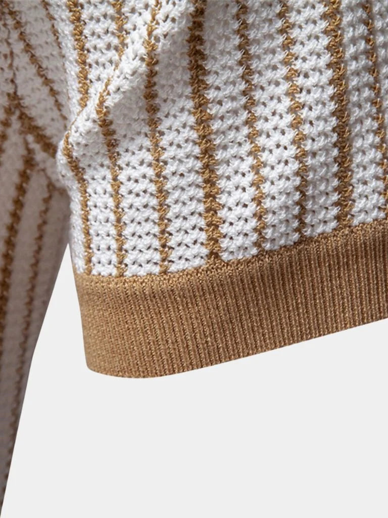 Striped Knit Polo Shirt