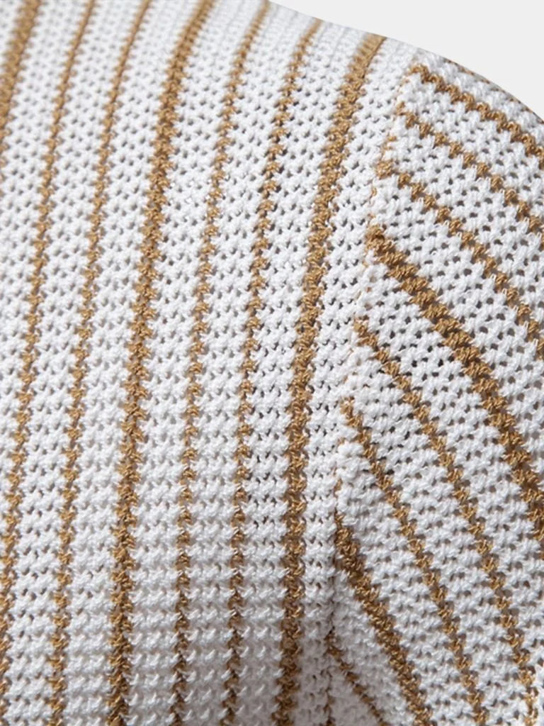 Striped Knit Polo Shirt
