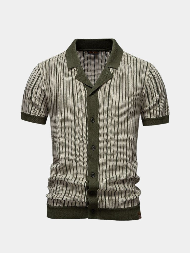Striped Knit Polo Shirt