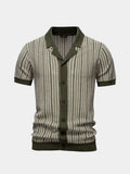 Striped Knit Polo Shirt